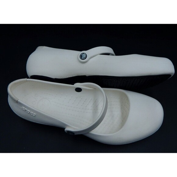 Crocs Alice White Mary Jane Women 8 Work Shoe Slip On Flats - Picture 8 of 12